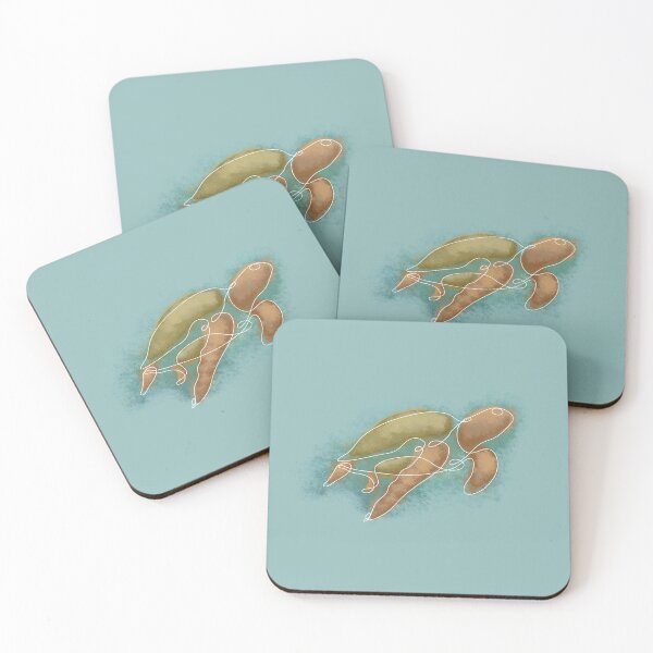 Item preview, sea tutle swimming, minimalistic linework and paint spots designed and sold by studioMoSa.