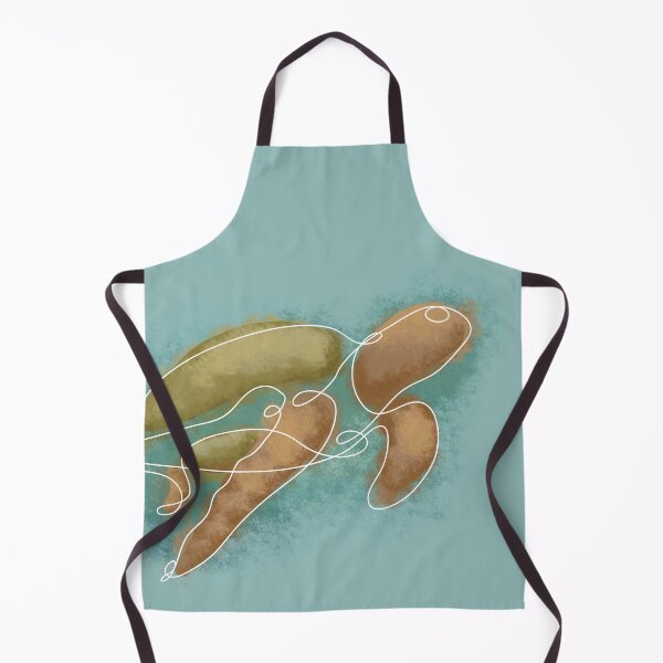 Item preview, sea tutle swimming, minimalistic linework and paint spots designed and sold by studioMoSa.