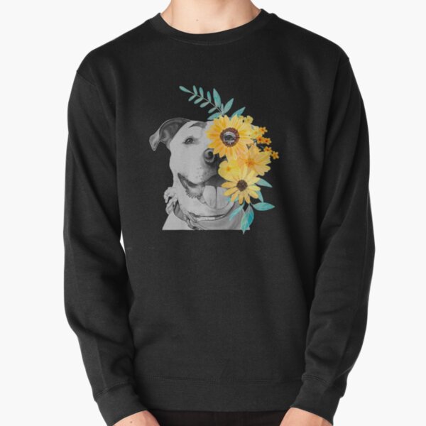 Womens Pit Bull Mom T Shirt Face Flower - Mothers Day Gift Pullover Sweatshirt