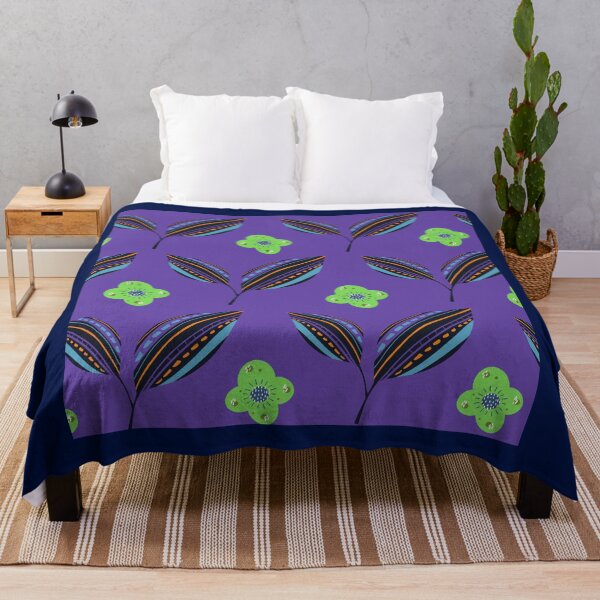 Item preview, Ethnic Leaves with a blend of green flowers - Purple Background designed and sold by amnali.