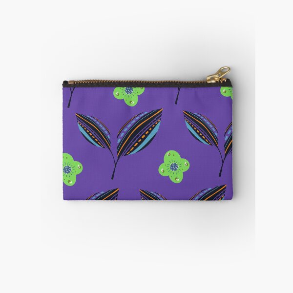 Item preview, Ethnic Leaves with a blend of green flowers - Purple Background designed and sold by amnali.
