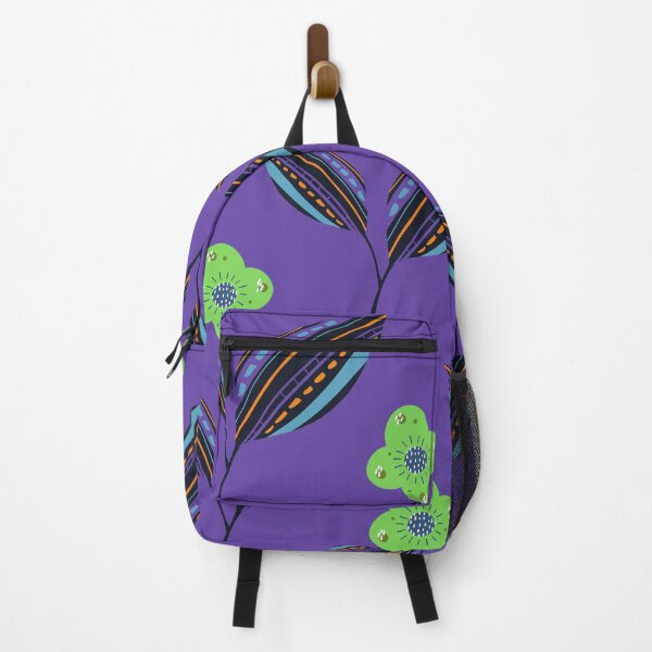 Item preview, Ethnic Leaves with a blend of green flowers - Purple Background designed and sold by amnali.