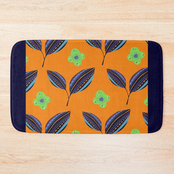 Item preview, Ethnic Leaves with a blend of green flowers - Orange Background designed and sold by amnali.