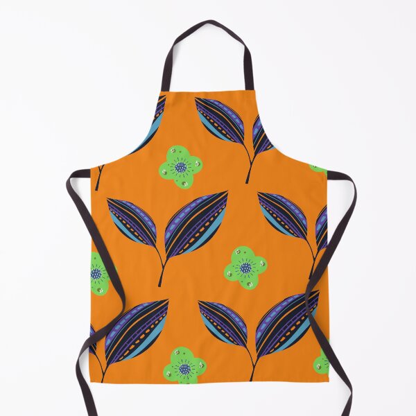 Item preview, Ethnic Leaves with a blend of green flowers - Orange Background designed and sold by amnali.