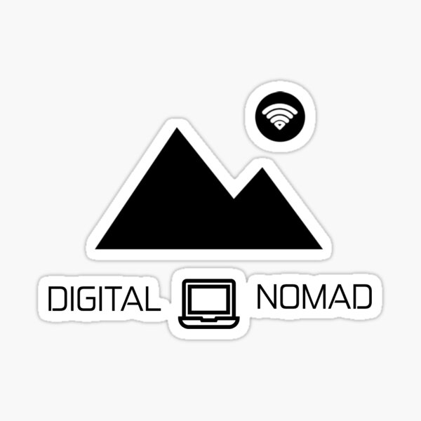 Nómada digital: montaña y diseño de portátiles Pegatina