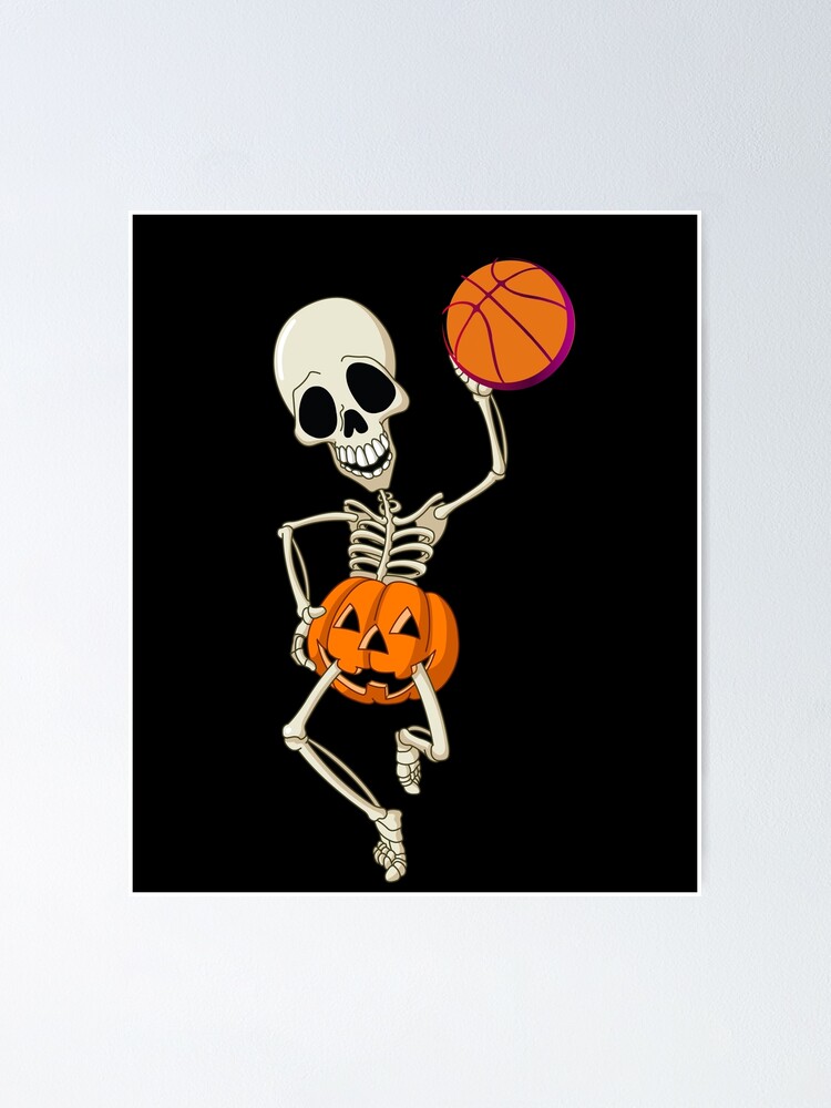 Póster for Sale con la obra «Disfraz de esqueleto de baloncesto de  Halloween para niños, regalo para amantes de la anatomía, jugador de  baloncesto de calabaza de Halloween» de Stella1