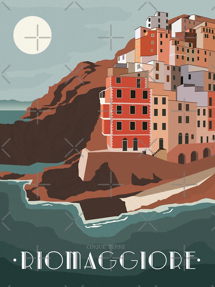 Thumbnail 3 of 3, Sticker, Digital Illustration of Cinque Terre designed and sold by nataliasluca.