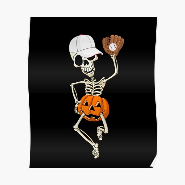 Baseball Player Fan Gift Skeleton Halloween Shirt Men Boys T shirt Framed  Art Prints wall art canvas and poster Jigsaw Puzzle