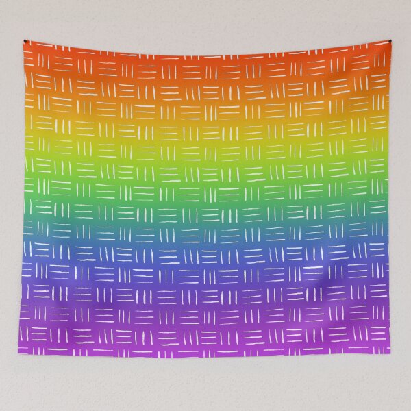 Item preview, Bright Rainbow with hand drawn basket weave pattern designed and sold by Quick Brown Fox Canada.
