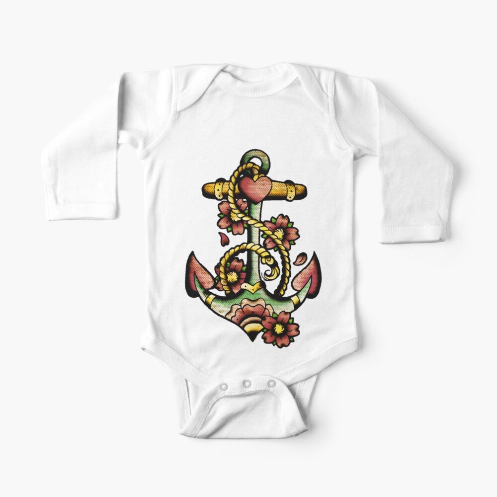 Traditional Anchor Tattoo Design Baby One Piece By Smittyart Redbubble