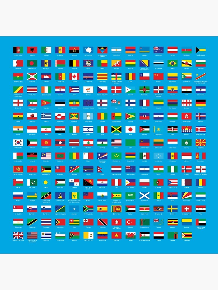 Banderas del mundo con nombres de países | Lámina rígida
