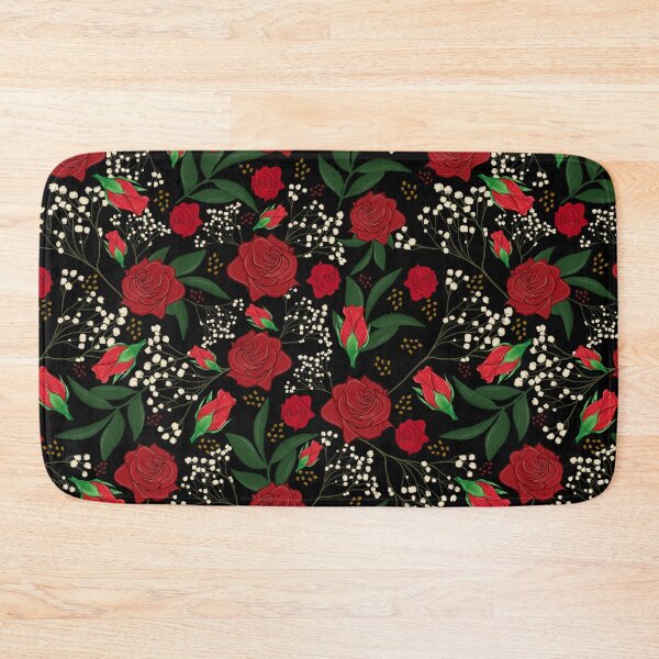 Item preview, Roses Buds Leaves Black designed and sold by Lozzie Eliza Designs.