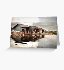 Sunset at Floating Village in Siam Reap Greeting Card