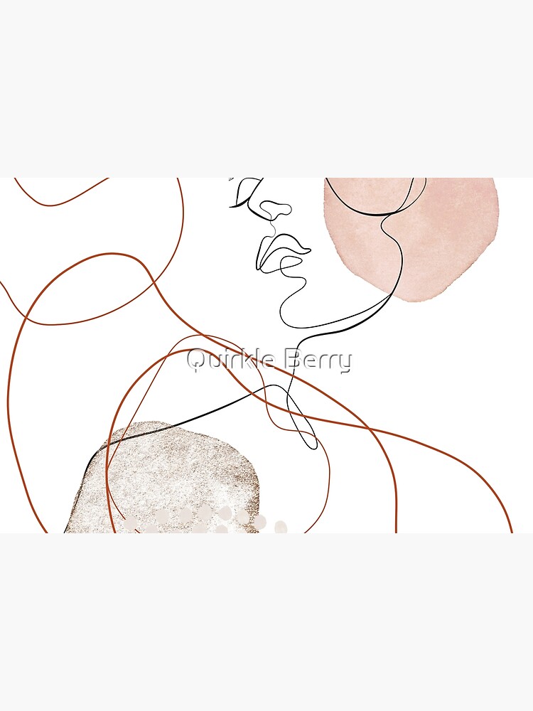Blush Gold Pebbles 4 - Boho Line Art Drawing Abstract Minimal Lines Design by Bramblier