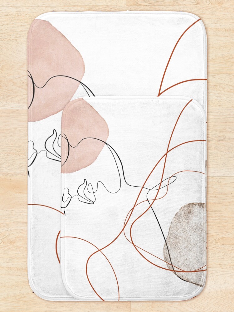 Alternate view of Blush Gold Pebbles 4 - Boho Line Art Drawing Abstract Minimal Lines Design Bath Mat