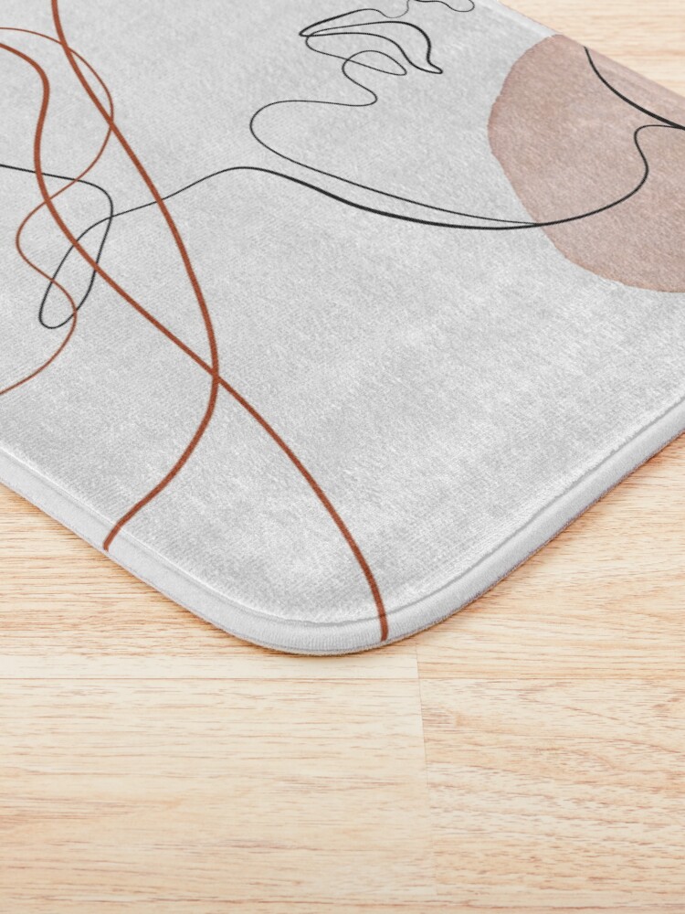 Alternate view of Blush Gold Pebbles 4 - Boho Line Art Drawing Abstract Minimal Lines Design Bath Mat