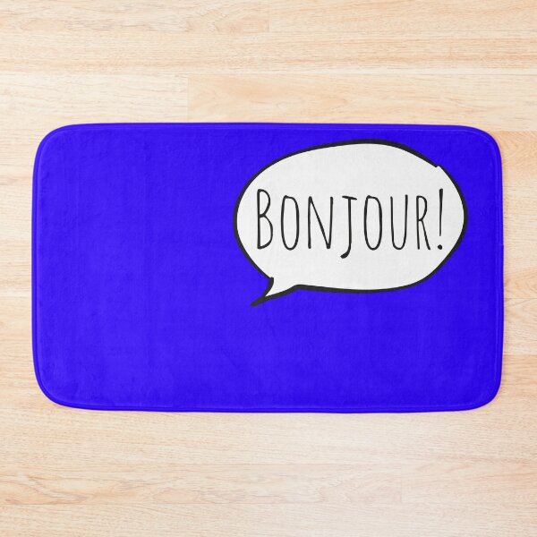 Item preview, Cheerful BONJOUR! with white speech bubble on blue (Français / French) designed and sold by Ofeefee.