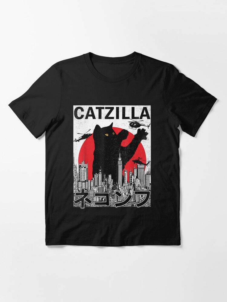 Alternate view of Catzilla Japanese Vintage Sunset Style Cat Kitten Lover Essential T-Shirt