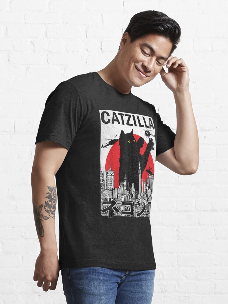 Alternate view of Catzilla Japanese Vintage Sunset Style Cat Kitten Lover Essential T-Shirt