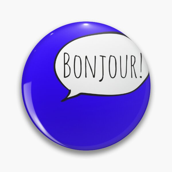 Item preview, Cheerful BONJOUR! with white speech bubble on blue (Français / French) designed and sold by Ofeefee.