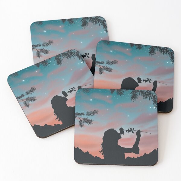 Item preview, Dreamy evening sky scene with female silhouette designed and sold by ToriaScarlett.