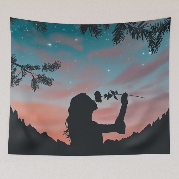 Item preview, Dreamy evening sky scene with female silhouette designed and sold by ToriaScarlett.
