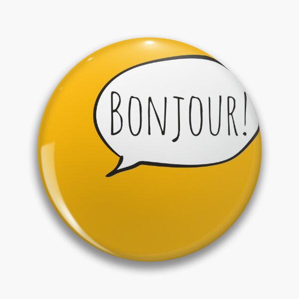 Item preview, Cheerful BONJOUR! with white speech bubble on yellow (Français / French) designed and sold by Ofeefee.