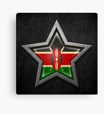 Kenyan Flag Inside of an Aged and Scratched Star Canvas Print