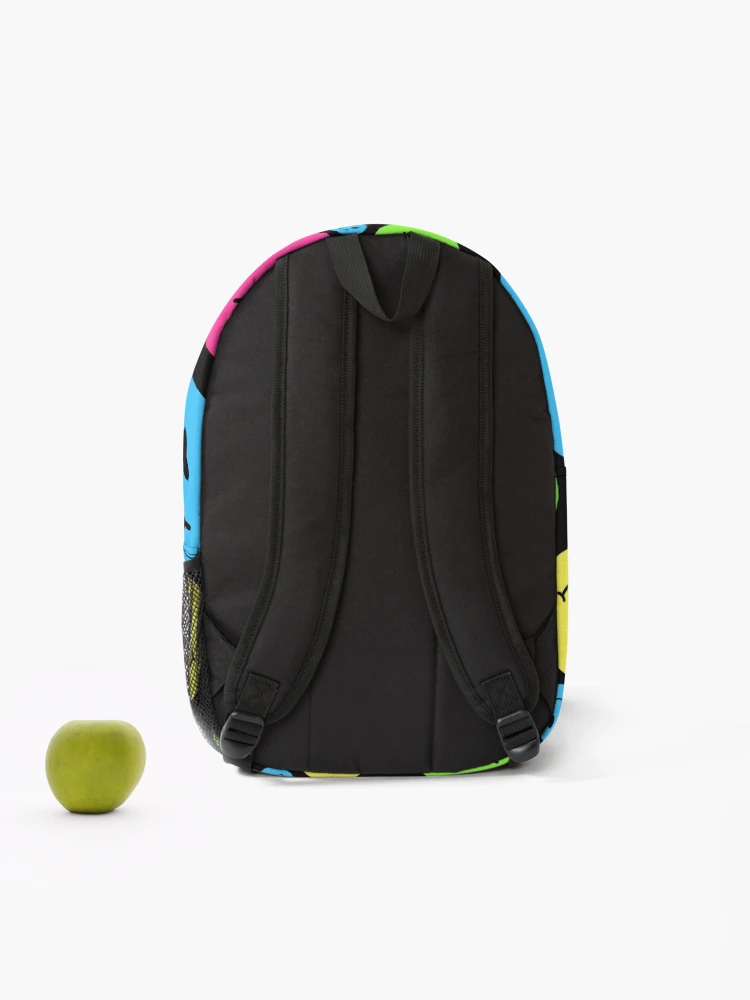 Thumbnail 2 of 3, Backpack, Smiley Face Pattern 90s Rave designed and sold by Funful.