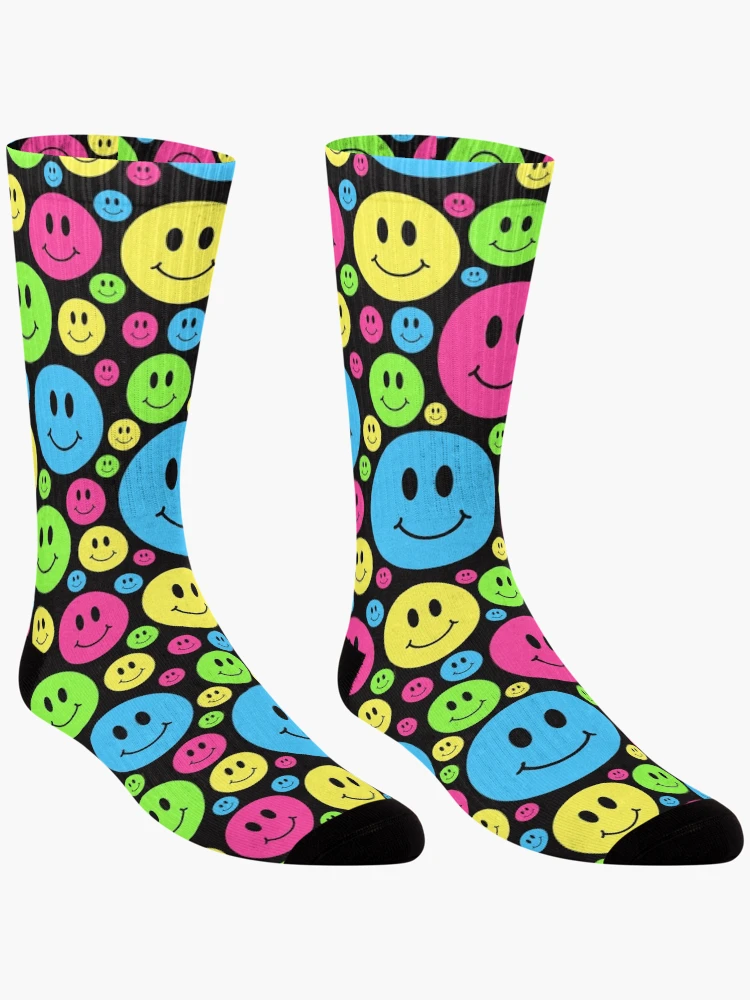 Thumbnail 3 of 5, Socks, Smiley Face Pattern 90s Rave designed and sold by Funful.