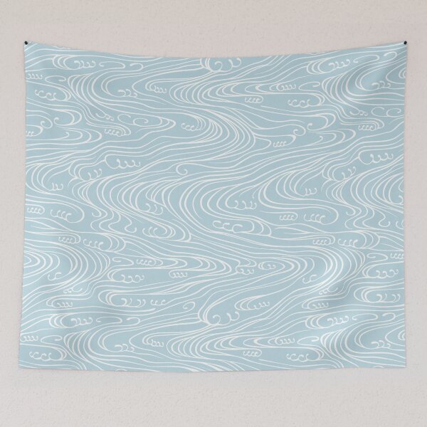 Item preview, Japanese waves on pale blue background designed and sold by Blacklinesw9.