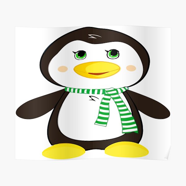 Penguin Cartoon Posters Redbubble - free cute penguin hat roblox