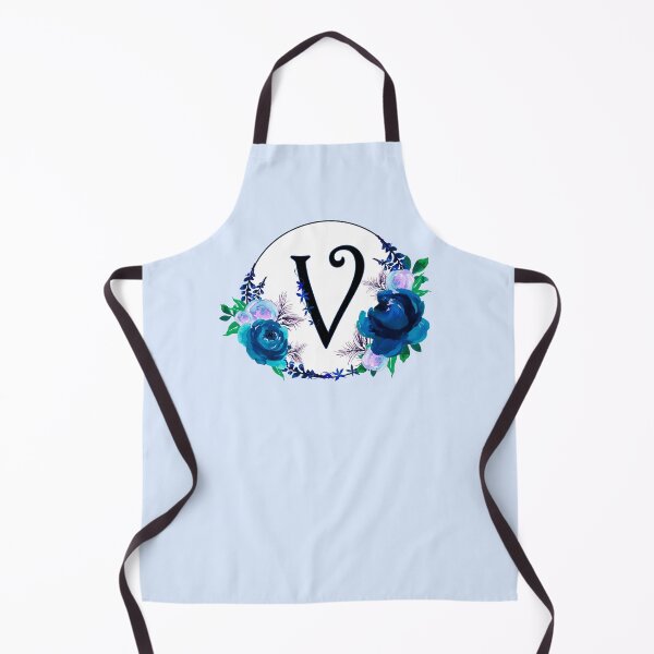 Item preview, The Letter 'V' Blue Floral Circle Monogram designed and sold by Bumblefuzzies.
