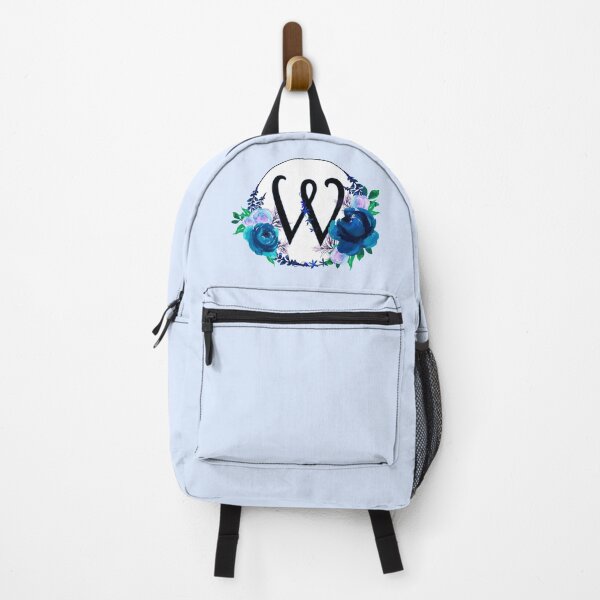 Item preview, The Letter 'W' Blue Floral Circle Monogram designed and sold by Bumblefuzzies.