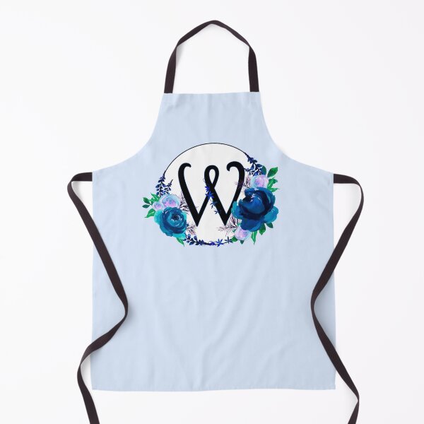 Item preview, The Letter 'W' Blue Floral Circle Monogram designed and sold by Bumblefuzzies.