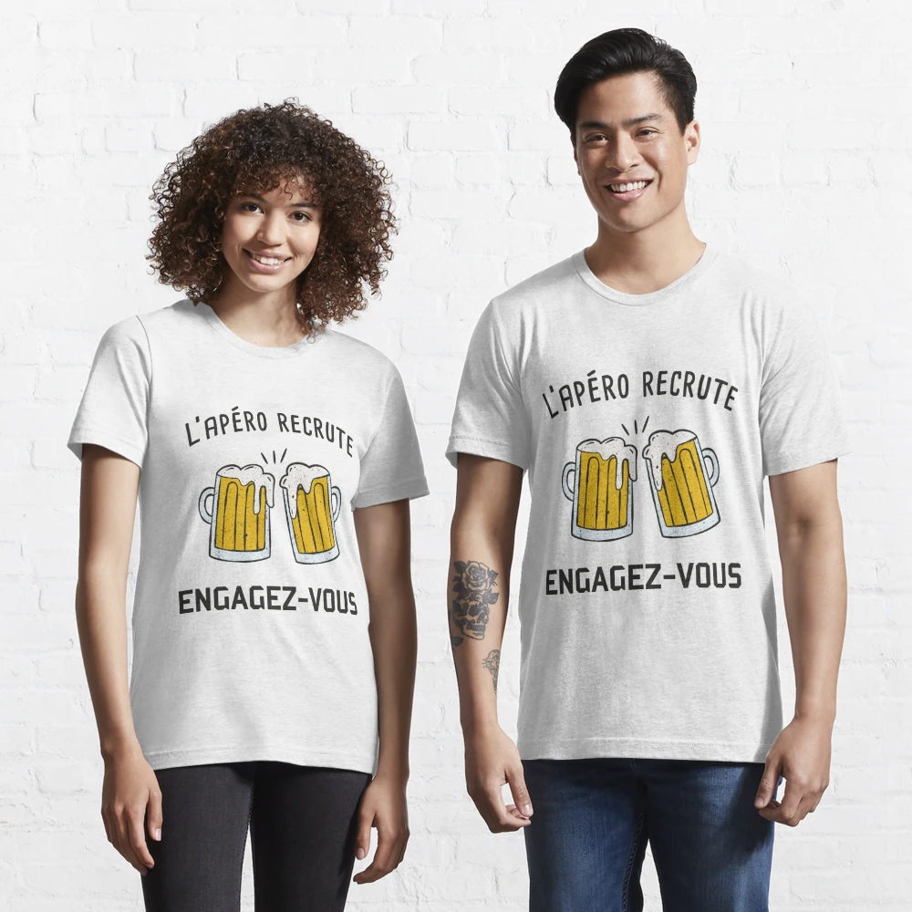 Homme Cadeau drôle homme humour alcool soirée apéro fêtard bière T-Shirt :  : Mode