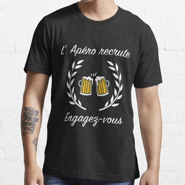 Homme Cadeau drôle homme humour alcool soirée apéro fêtard bière T-Shirt :  : Mode