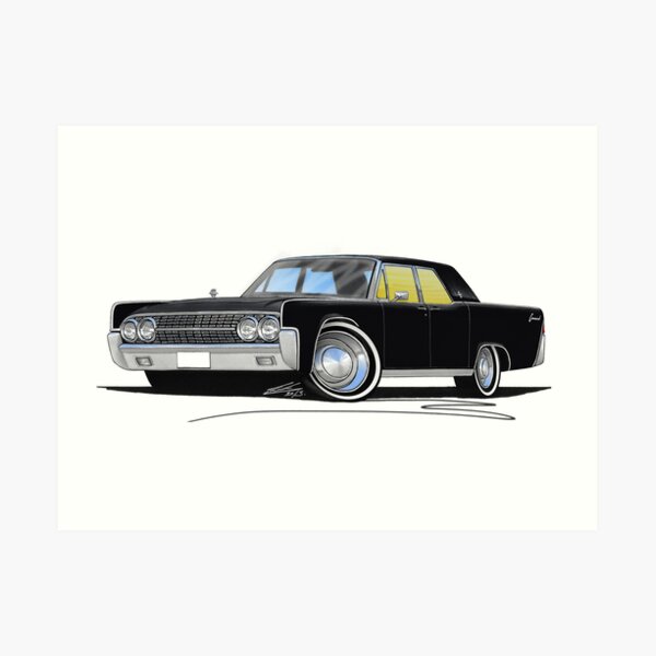 Lincoln Continental Convertible 1963 Black Art Print By Yeomanscarart Redbubble