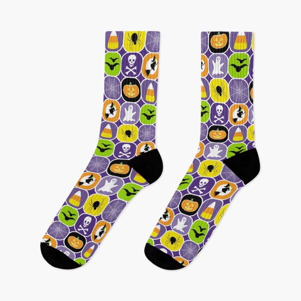 Item preview, Halloween Pattern - Ghost, Bats, Spider, Web, Flying Witch on Broomstick, Skull and Crossbones, Candy Corn, Pumpkin designed and sold by Elsy's Art.