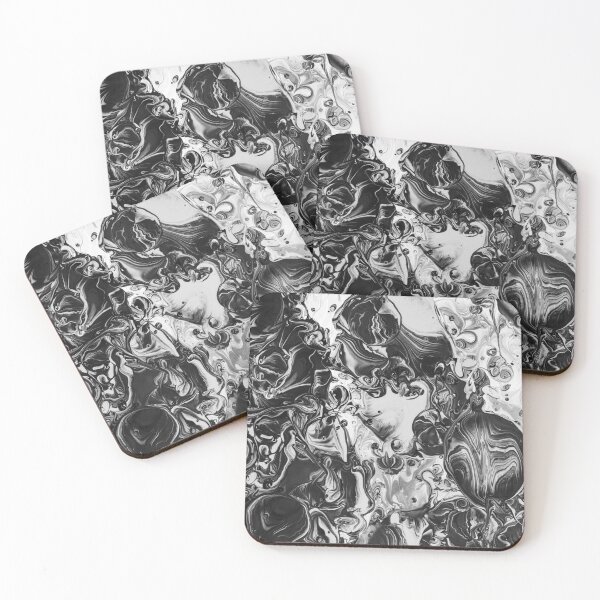 Item preview, Black and White Abstract Trippy Paint Pour Art designed and sold by WithLoveL.