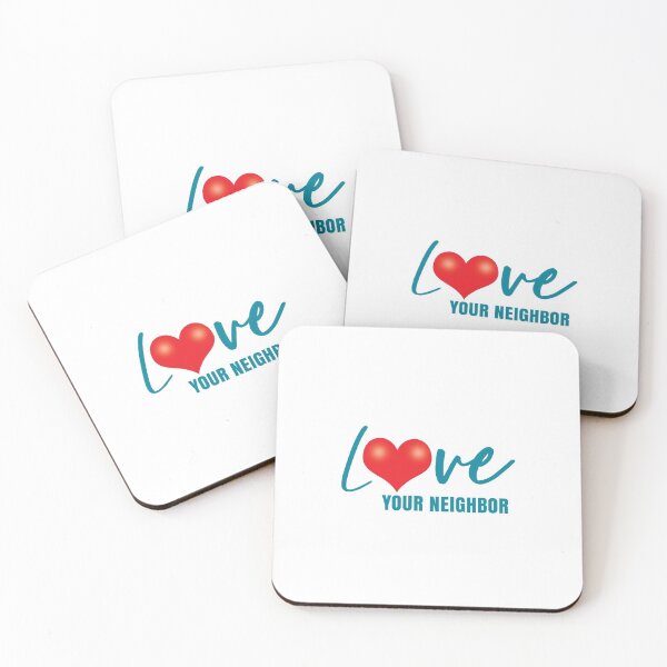 Item preview, Aqua Love Your Neighbor Red Heart  designed and sold by GODS4US.
