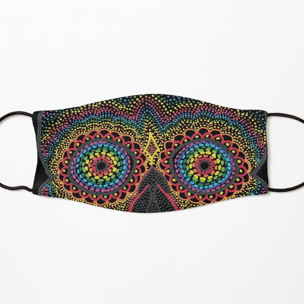 Dotty Rainbow Sugar Skull - Black Background Kids Mask