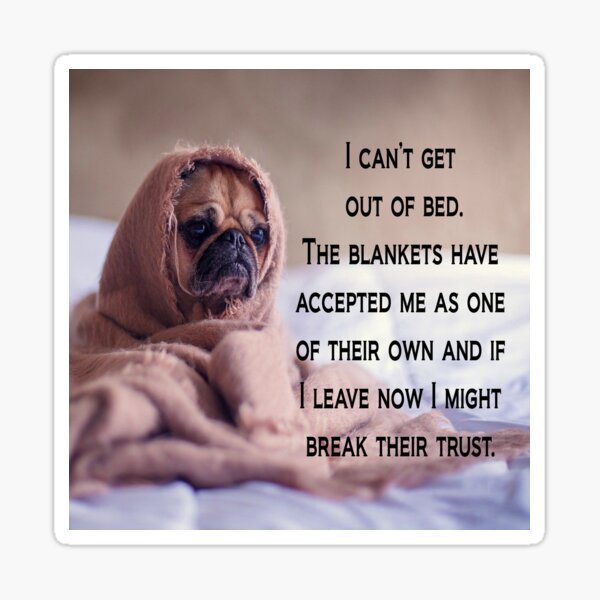 "I Can't Get Out Of Bed" Sticker for Sale by andylynns Redbubble