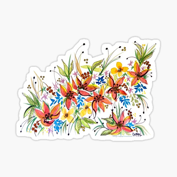 Hawaii Sings with Flowers Sticker