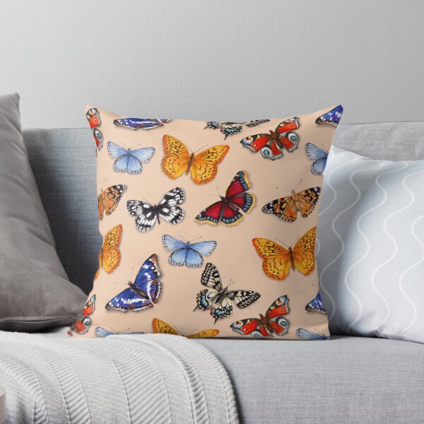 Butterflies on warm terracotta Throw Pillow
