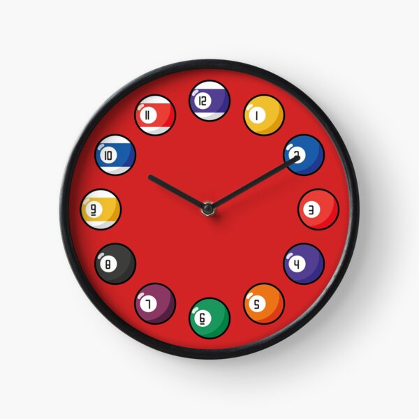 Billiard balls Pattern - Red background Clock