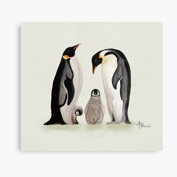 Watercolor Penguin Family Canvas Print