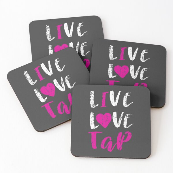 Item preview, Live Love Tap with pink heart. tap dancing design on black. The best fun gift for any dancer! tap dance art, #tapdanceart, tap fam designed and sold by TAP-DANCE-ART.