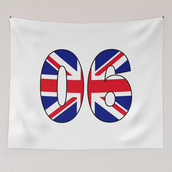 Item preview, Number 06 with UK flag on the background designed and sold by AllShirts21.