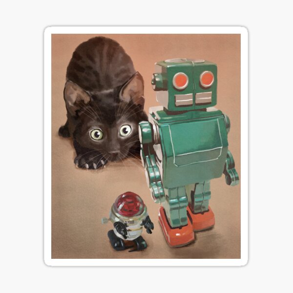 Item preview, Kitten and Retro Robots designed and sold by lobsterphone.